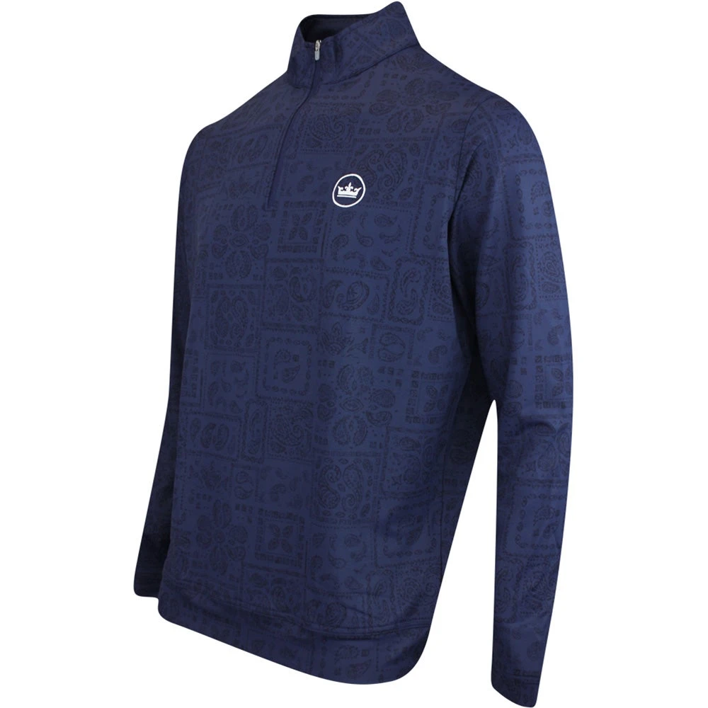 Peter Millar Golf Pullover - Perth Delos Paisley QZ - Navy AW23 - Image 2