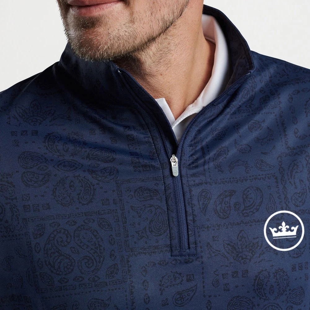 Peter Millar Golf Pullover - Perth Delos Paisley QZ - Navy AW23 - Image 7