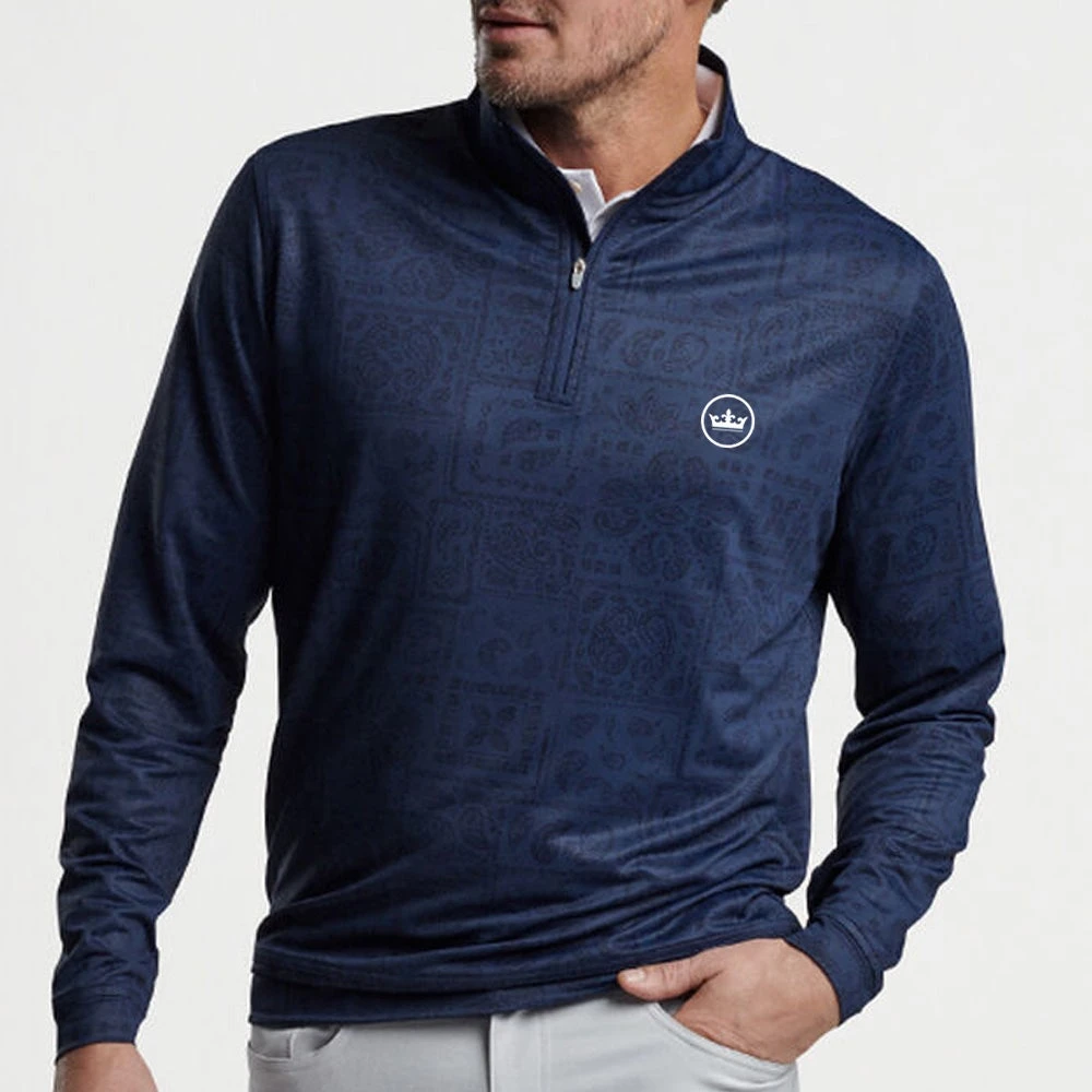 Peter Millar Golf Pullover - Perth Delos Paisley QZ - Navy AW23 - Image 5