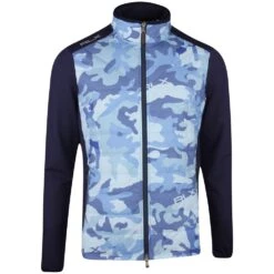 RLX Golf Jacket - Camo Quilted Coolwool - Mid Blue SS23